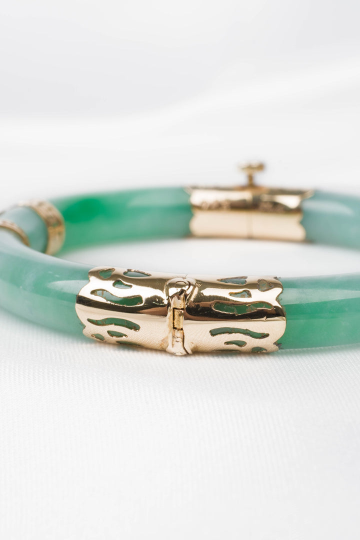 Vòng tay vàng bọc cẩm thạch chữ tàu Bảo Tín K&K Vàng 14K đính Cẩm thạch