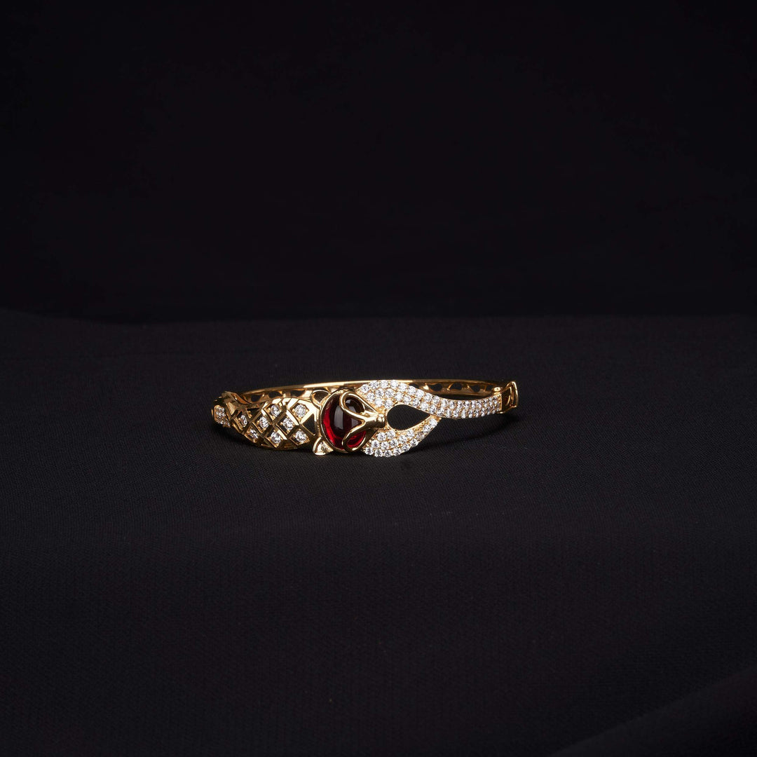 Vòng đơn vàng hồ ly tấm Bảo Tín K&K Vàng 14K đính Đá cao cấp, Đá màu