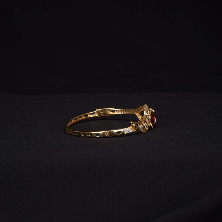 Vòng đơn vàng hồ ly tấm Bảo Tín K&K Vàng 14K đính Đá cao cấp, Đá màu