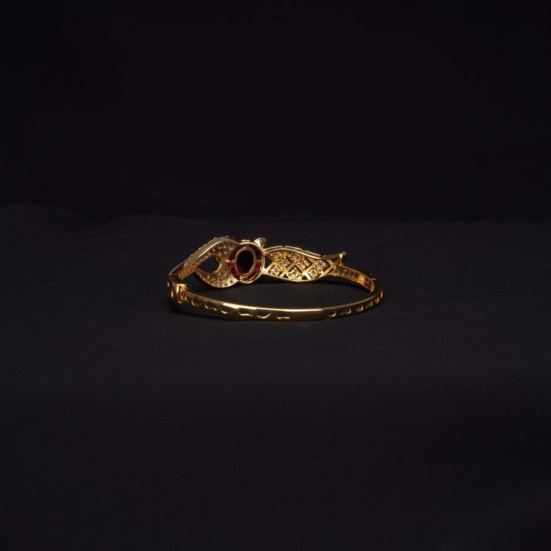 Vòng đơn vàng hồ ly tấm Bảo Tín K&K Vàng 14K đính Đá cao cấp, Đá màu