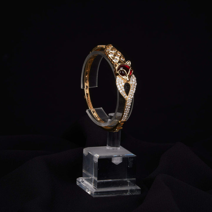 Vòng đơn vàng hồ ly tấm Bảo Tín K&K Vàng 14K đính Đá cao cấp, Đá màu