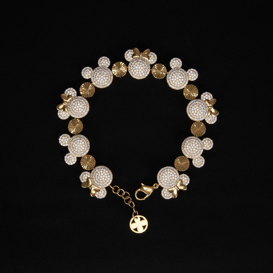 Lắc vàng mickey tấm Bảo Tín K&K Vàng 14K đính Đá cao cấp