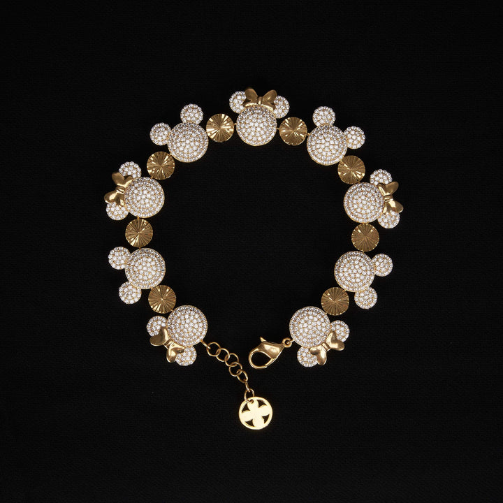 Lắc vàng mickey tấm Bảo Tín K&K Vàng 14K đính Đá cao cấp