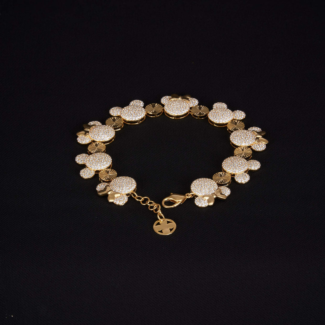 Lắc vàng mickey tấm Bảo Tín K&K Vàng 14K đính Đá cao cấp