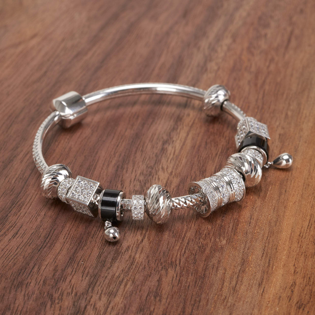 Lắc trắng pandora Bảo Tín K&K Vàng kiểu Ý 750 đính Đá cao cấp