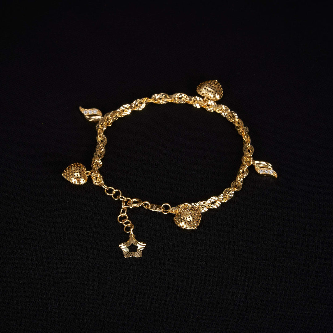 Lắc vàng xoắn tim lưới Bảo Tín K&K Vàng 14K đính Đá cao cấp