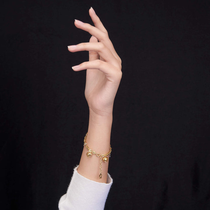 Lắc vàng xoắn tim lưới Bảo Tín K&K Vàng 14K đính Đá cao cấp