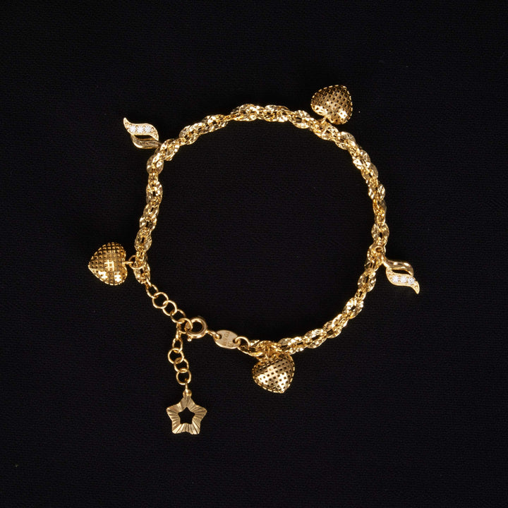 Lắc vàng xoắn tim lưới Bảo Tín K&K Vàng 14K đính Đá cao cấp