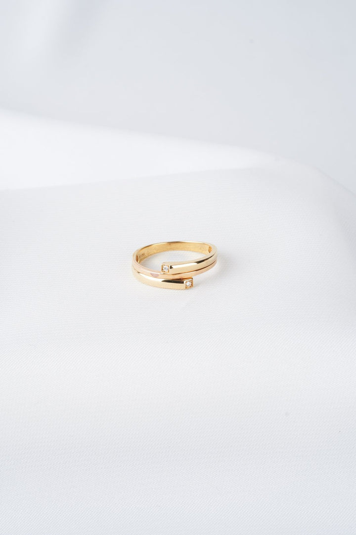 Nhẫn vàng, hồng vàng 2 màu Bảo Tín K&K Vàng kiểu Ý 750 đính Kim cương