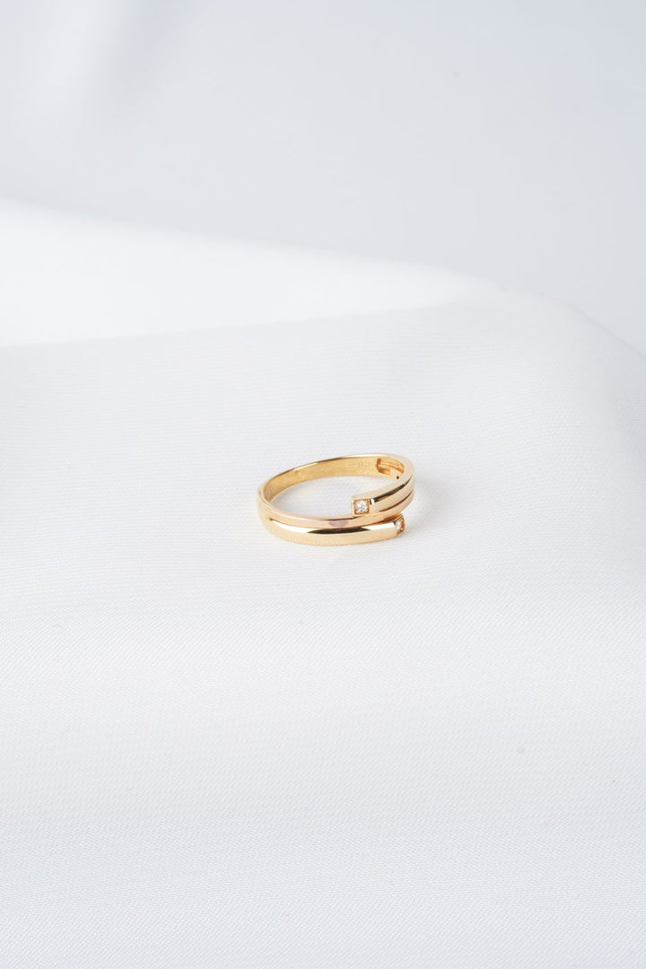 Nhẫn vàng, hồng vàng 2 màu Bảo Tín K&K Vàng kiểu Ý 750 đính Kim cương