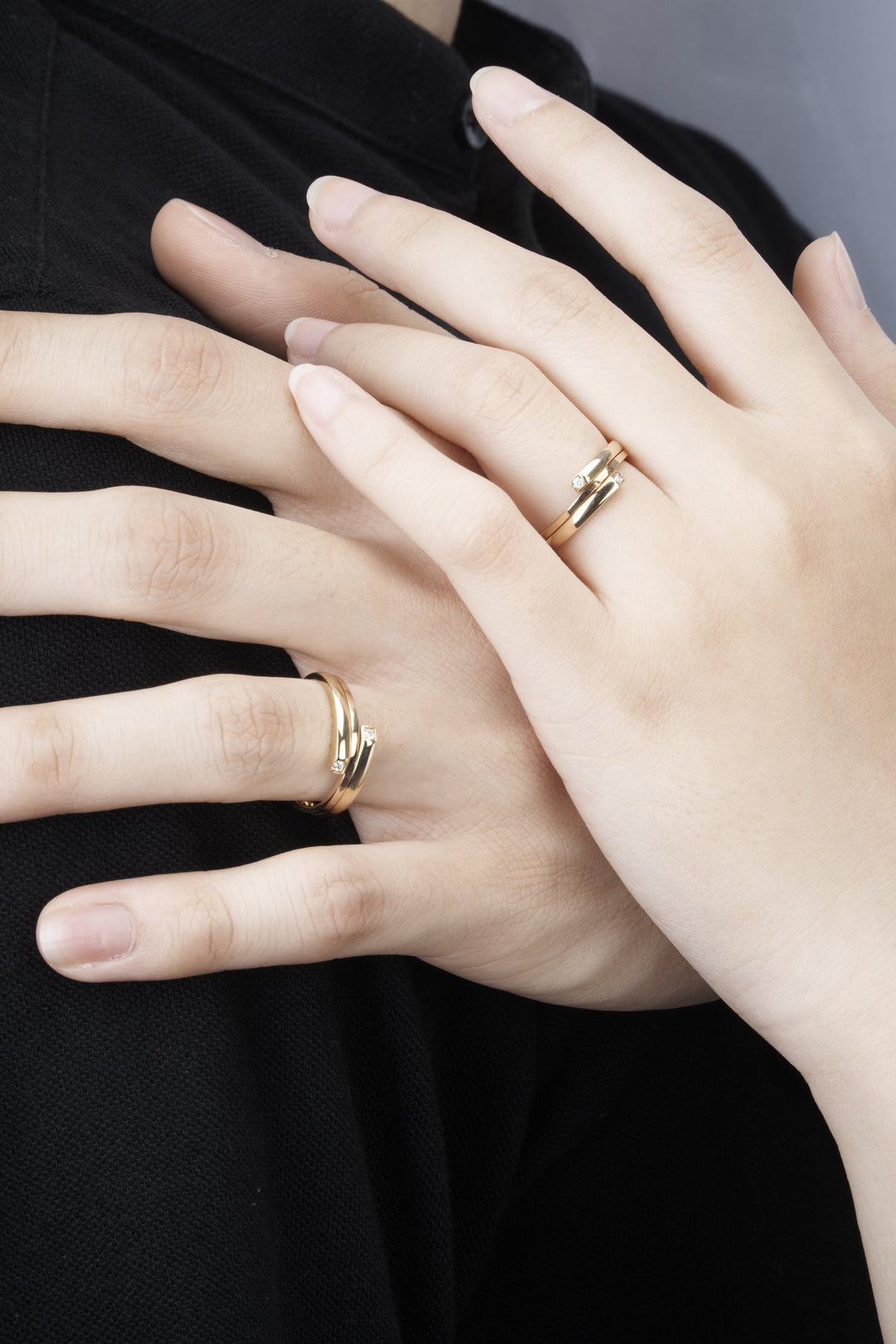 Nhẫn vàng, hồng vàng 2 màu Bảo Tín K&K Vàng kiểu Ý 750 đính Kim cương