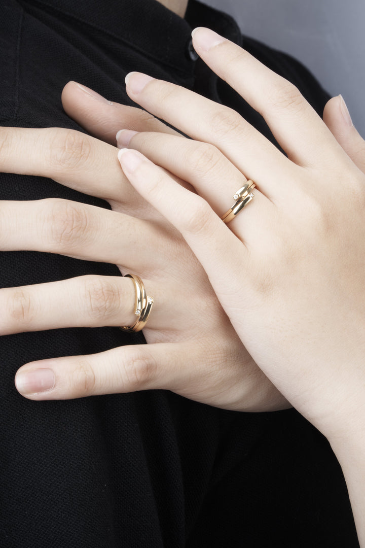 Nhẫn vàng, hồng vàng 2 màu Bảo Tín K&K Vàng kiểu Ý 750 đính Kim cương