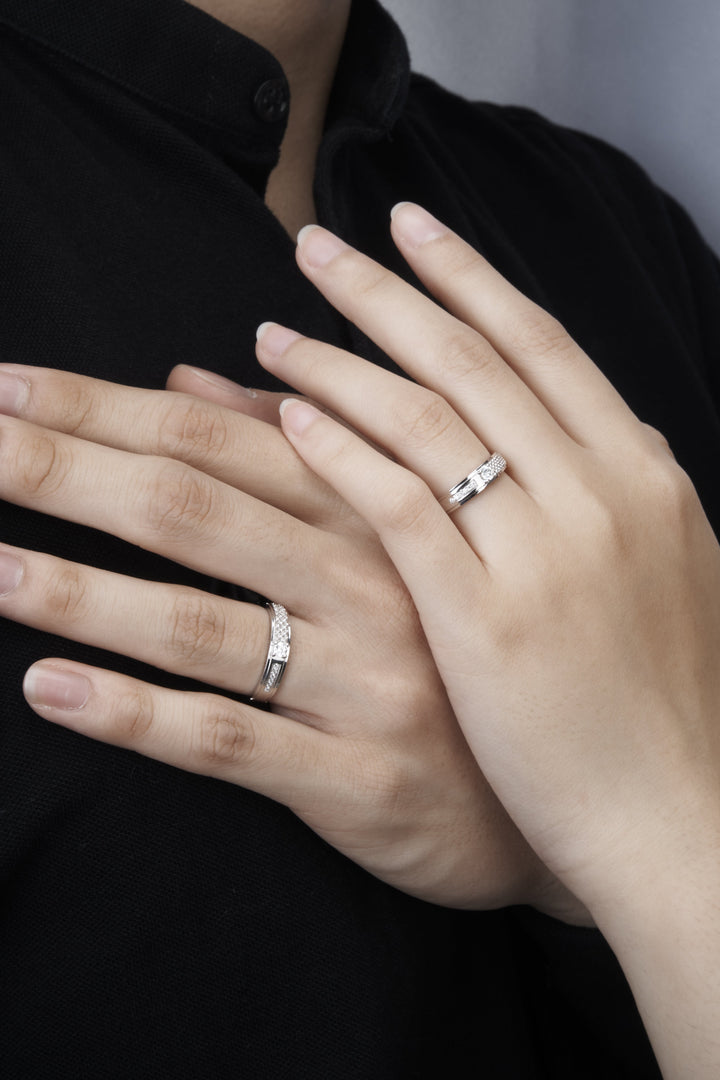 Nhẫn trắng xoàn tấm Bảo Tín K&K Vàng kiểu Ý 750 đính Kim cương