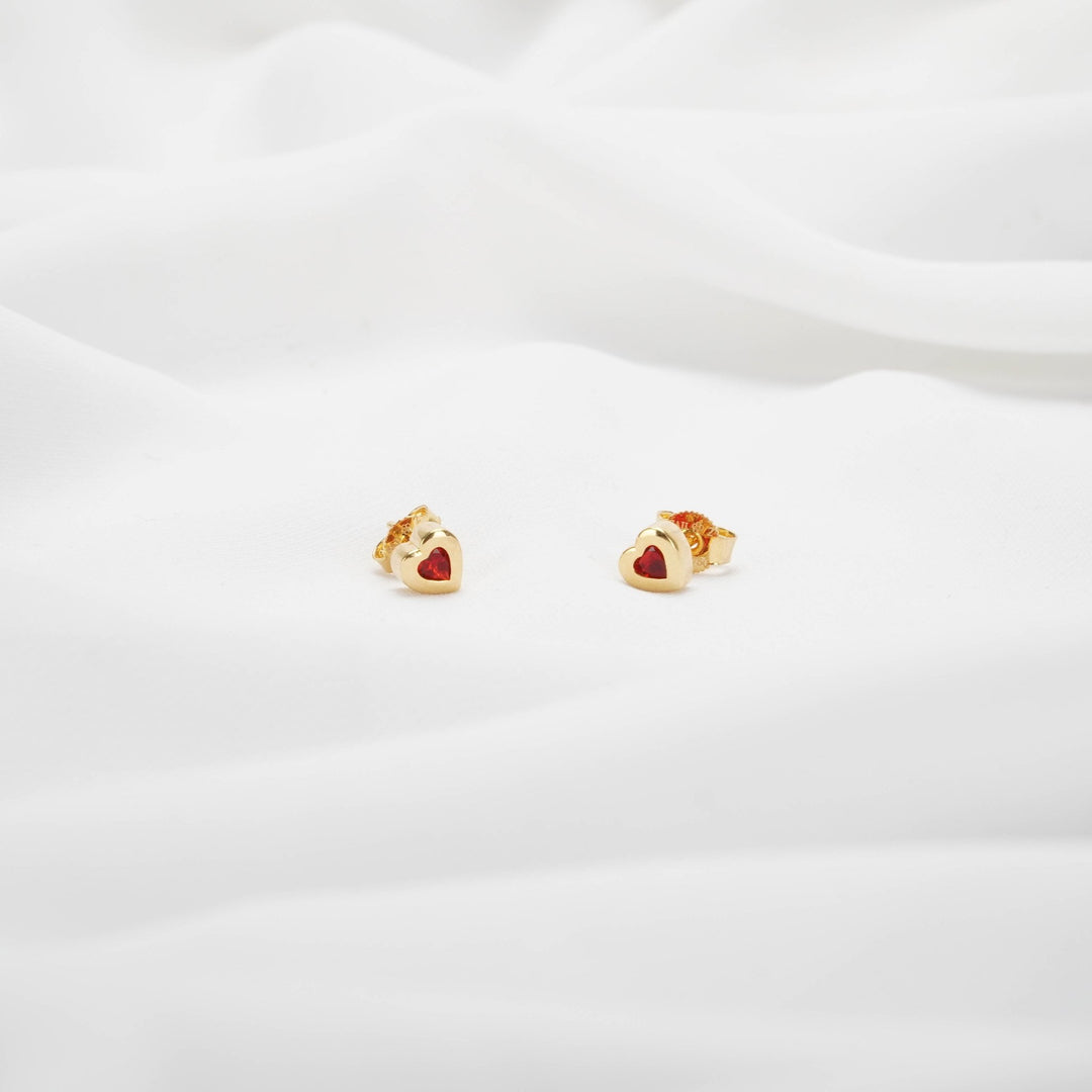 Bông tai vàng Bông tim Bảo Tín K&K Vàng 18K đính Đá màu - Bảo Tín K&K