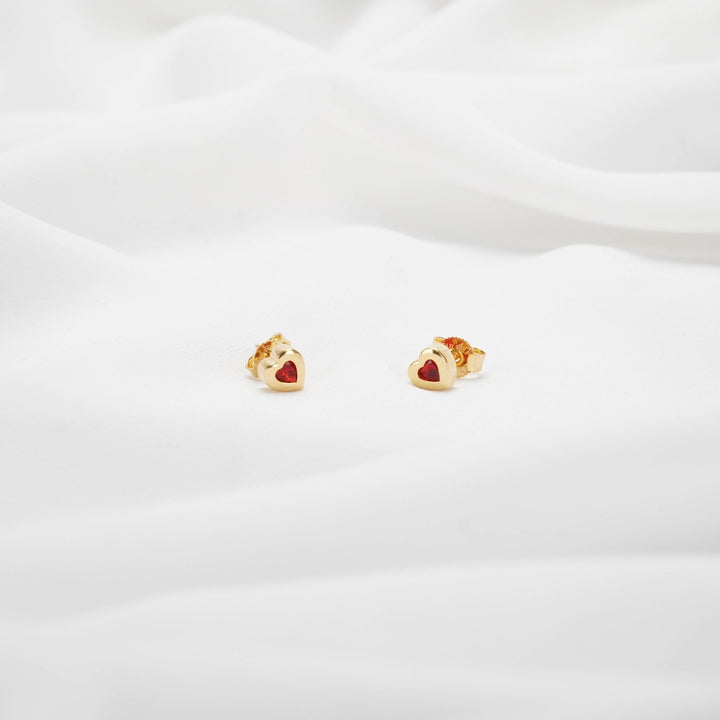 Bông tai vàng Bông tim Bảo Tín K&K Vàng 18K đính Đá màu - Bảo Tín K&K