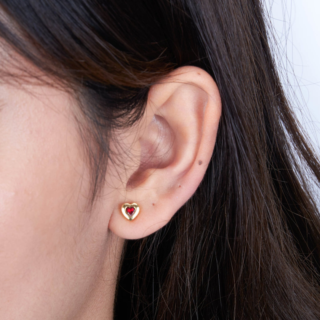 Bông tai vàng Bông tim Bảo Tín K&K Vàng 18K đính Đá màu - Bảo Tín K&K