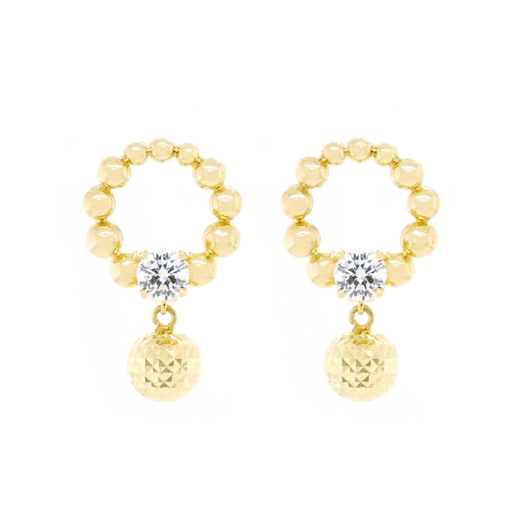 Bông tai vàng châu móc máy Bảo Tín K&K Vàng 14K đính Đá cao cấp - Bảo Tín K&K