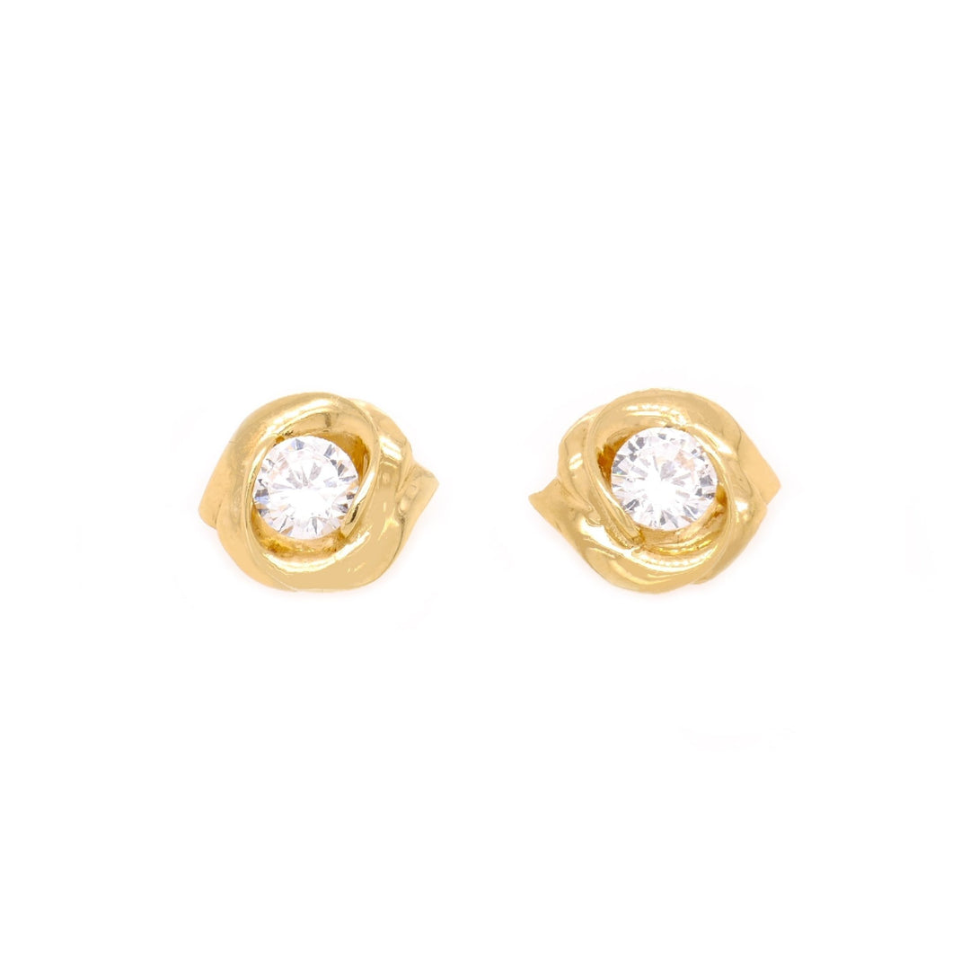 Bông tai vàng hoa hồng Bảo Tín K&K Vàng 18K đính Đá cao cấp - Bảo Tín K&K