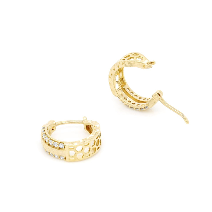 Bông tai vàng khoen Bảo Tín K&K Vàng 14K đính Đá cao cấp - Bảo Tín K&K