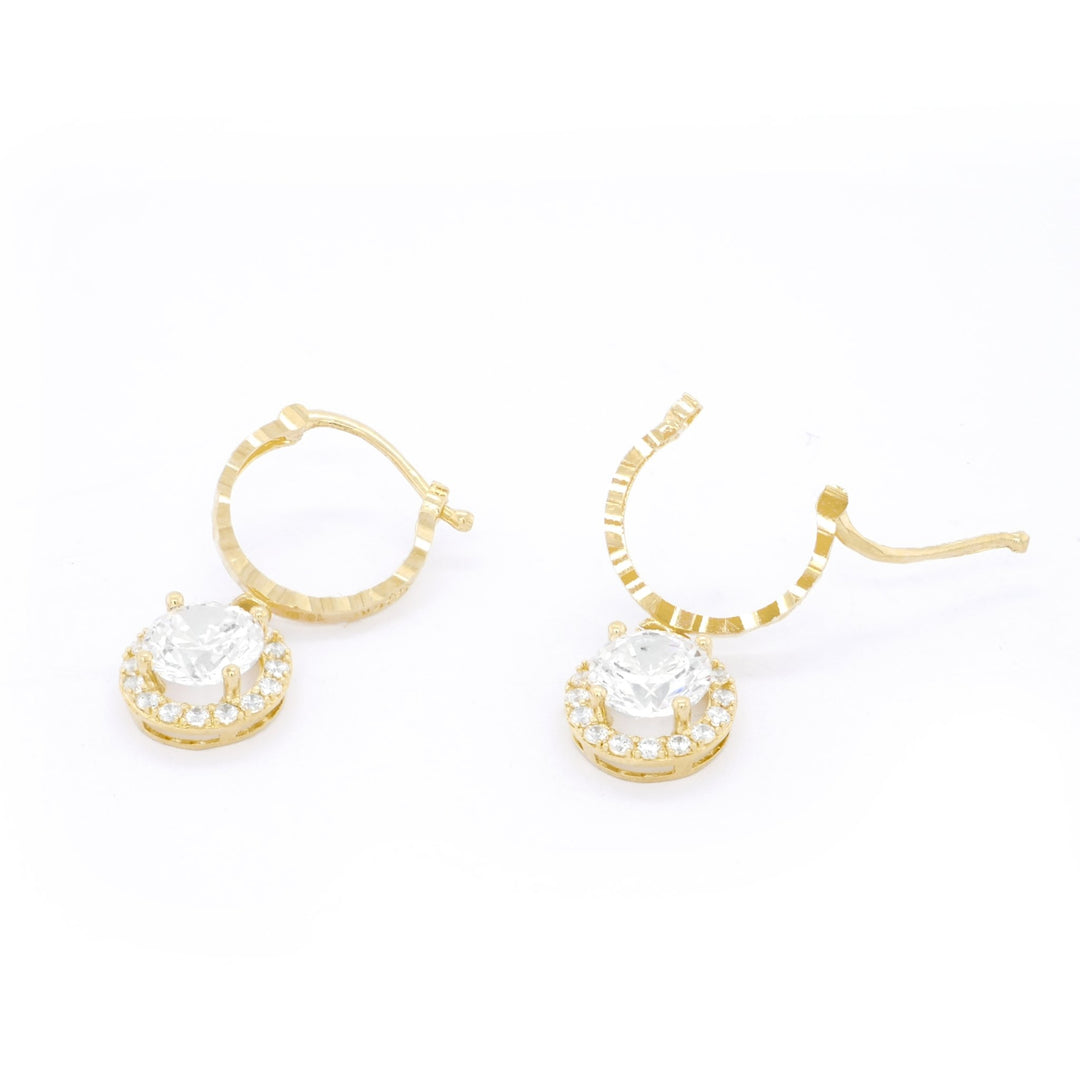 Bông tai vàng khoen tấm Bảo Tín K&K Vàng 14K đính Đá cao cấp - Bảo Tín K&K