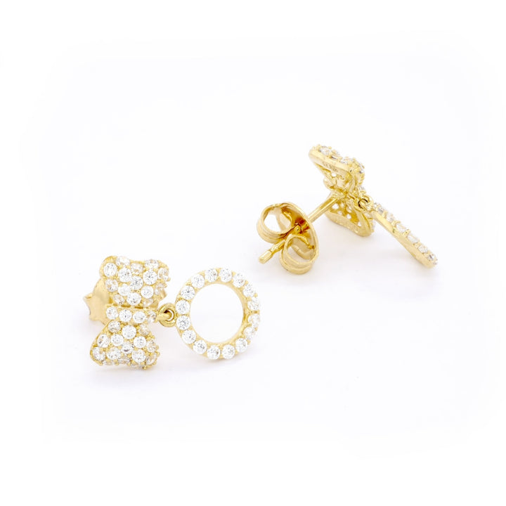 Bông tai vàng nơ tấm Bảo Tín K&K Vàng 14K đính Đá cao cấp - Bảo Tín K&K