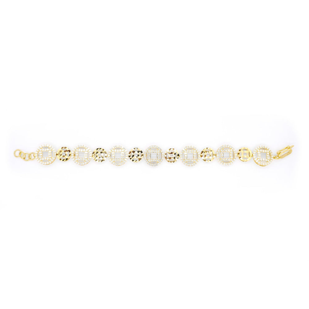 Lắc vàng đồng tiền tấm Bảo Tín K&K Vàng 14K đính Đá cao cấp - Bảo Tín K&K