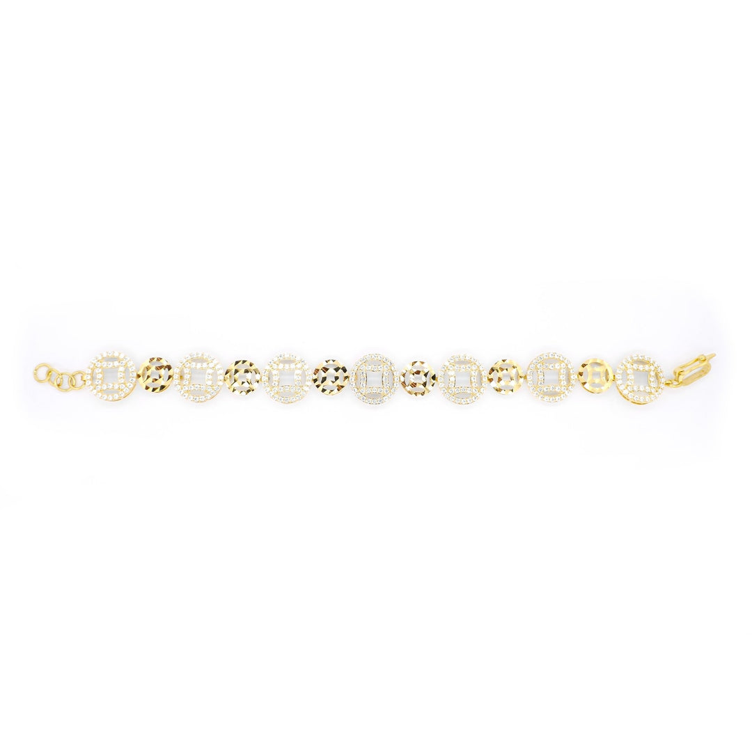 Lắc vàng đồng tiền tấm Bảo Tín K&K Vàng 14K đính Đá cao cấp - Bảo Tín K&K