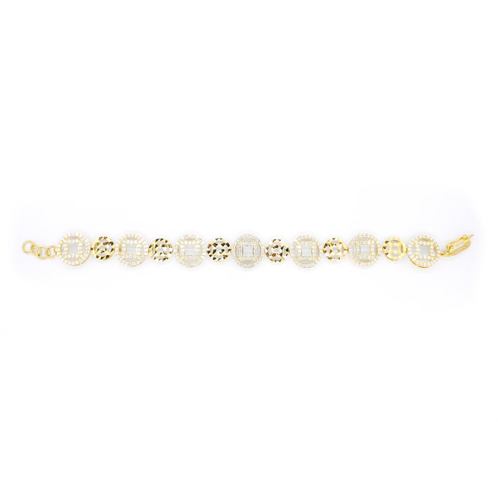 Lắc vàng đồng tiền tấm Bảo Tín K&K Vàng 14K đính Đá cao cấp - Bảo Tín K&K