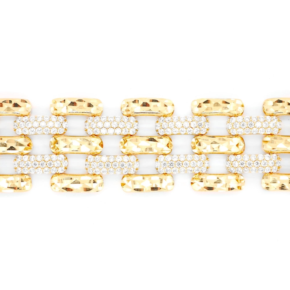 Lắc vàng hàng rào tấm Bảo Tín K&K Vàng 14K đính Đá cao cấp - Bảo Tín K&K