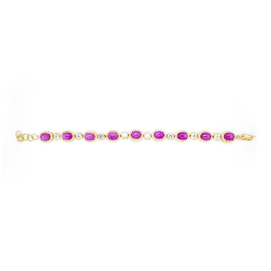 Lắc vàng ovan Bảo Tín K&K Vàng 14K đính Đá màu - Bảo Tín K&K