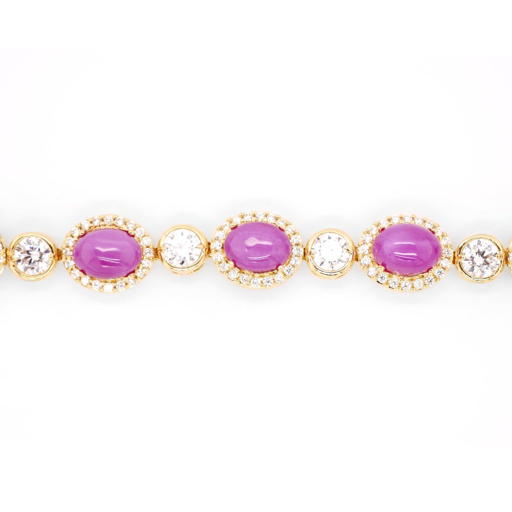 Lắc vàng ovan Bảo Tín K&K Vàng 14K đính Đá màu - Bảo Tín K&K