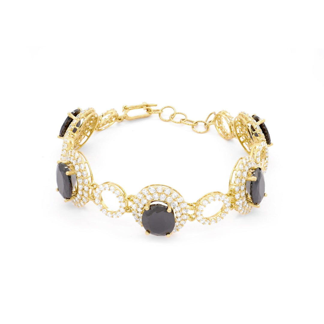 Lắc vàng ovan tấm Bảo Tín K&K Vàng 14K đính Đá màu - Bảo Tín K&K