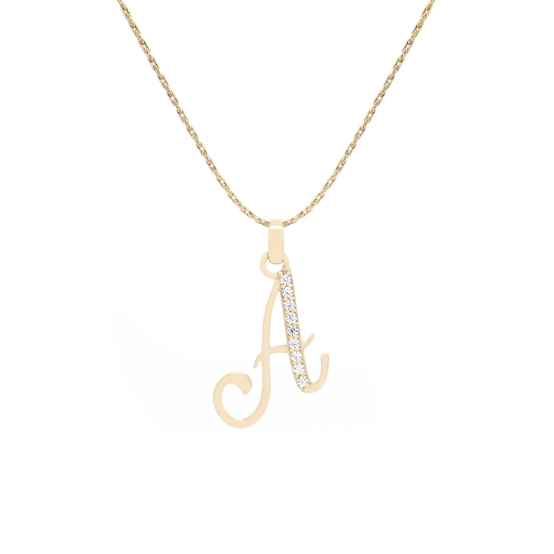 Mặt dây chuyền vàng chữ A tấm Bảo Tín K&K Vàng 18K đính Đá cao cấp - Bảo Tín K&K