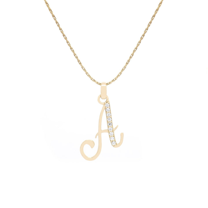 Mặt dây chuyền vàng chữ A tấm Bảo Tín K&K Vàng 18K đính Đá cao cấp - Bảo Tín K&K