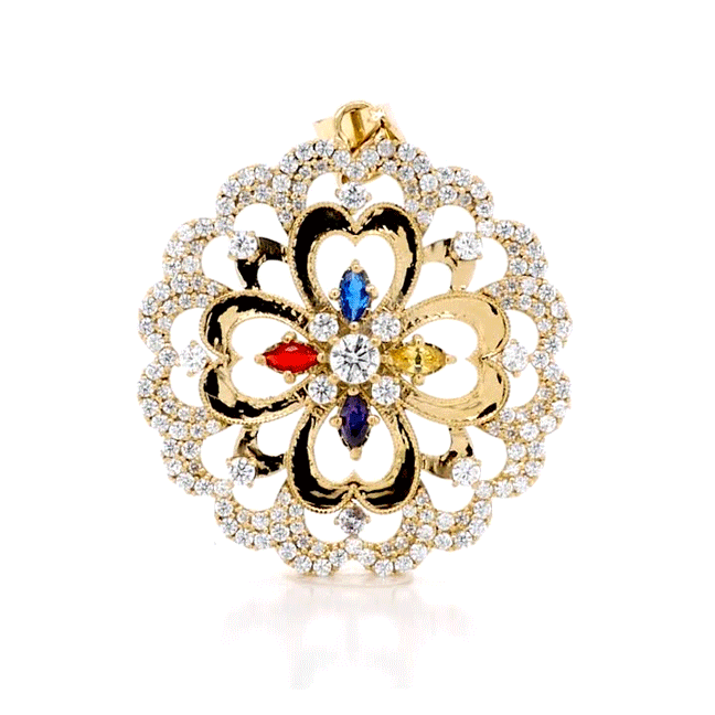 Mặt Hoa Cẩm Chướng Original Đính Đá Màu Bảo Tín K&K Vàng 18K - Bảo Tín K&K