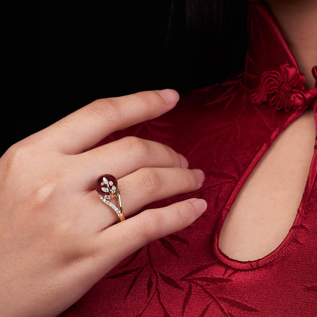 Nhẫn vàng kiểu Bảo Tín K&K Vàng 14K đính Đá cao cấp, Đá màu