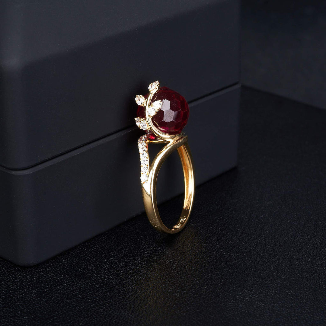 Nhẫn vàng kiểu Bảo Tín K&K Vàng 14K đính Đá cao cấp, Đá màu