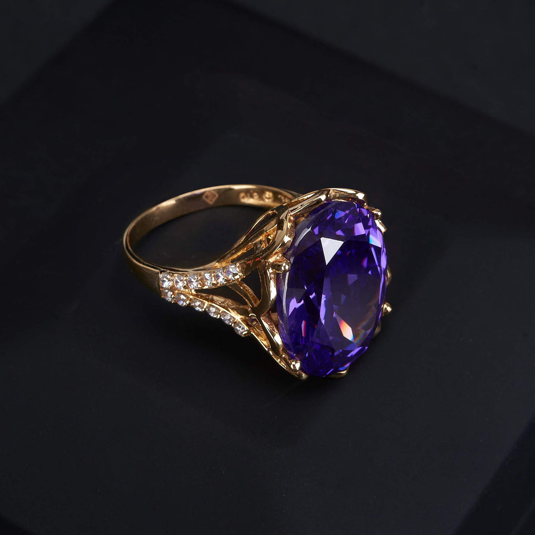 Nhẫn vàng kiểu Bảo Tín K&K Vàng 14K đính Đá cao cấp, Đá màu