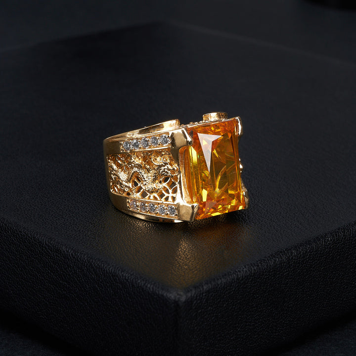 Nhẫn nam vàng rồng Bảo Tín K&K Vàng 14K đính Đá cao cấp, Đá màu