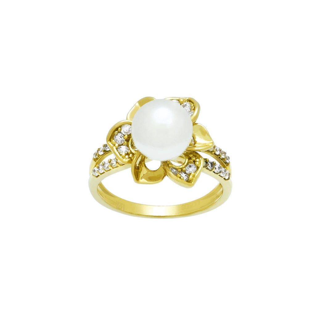 Nhẫn hoa ngọc trai nhân tạo Bảo Tín K&K Vàng 18K đính Ngọc trai nhân tạo - Bảo Tín K&K