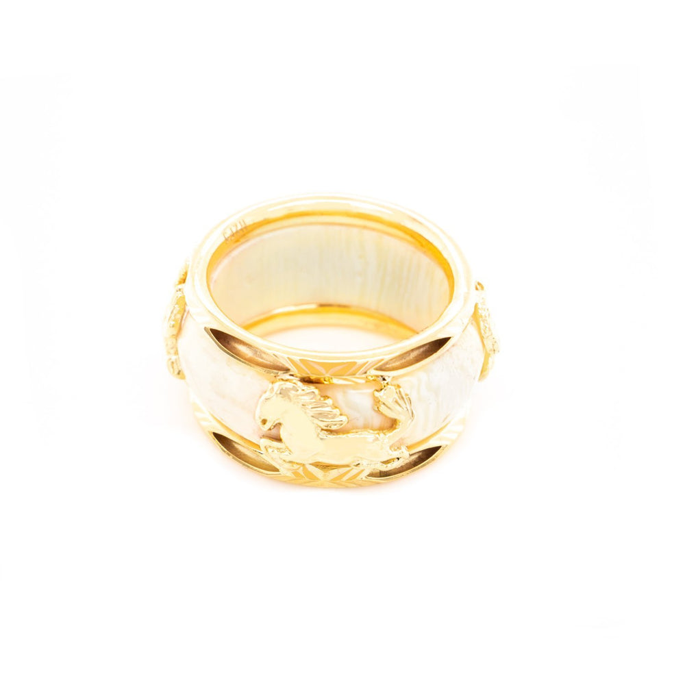 Nhẫn nam vàng con ngựa móc máy Bảo Tín K&K Vàng 18K đính Đá cao cấp - Bảo Tín K&K