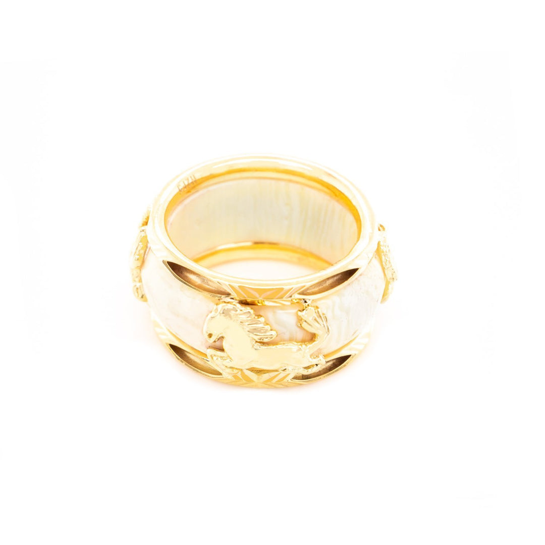 Nhẫn nam vàng con ngựa móc máy Bảo Tín K&K Vàng 18K đính Đá cao cấp - Bảo Tín K&K