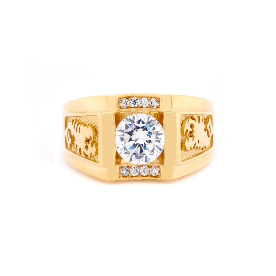 Nhẫn nam vàng hai bên bò cạp Bảo Tín K&K Vàng 18K đính Đá màu - Bảo Tín K&K