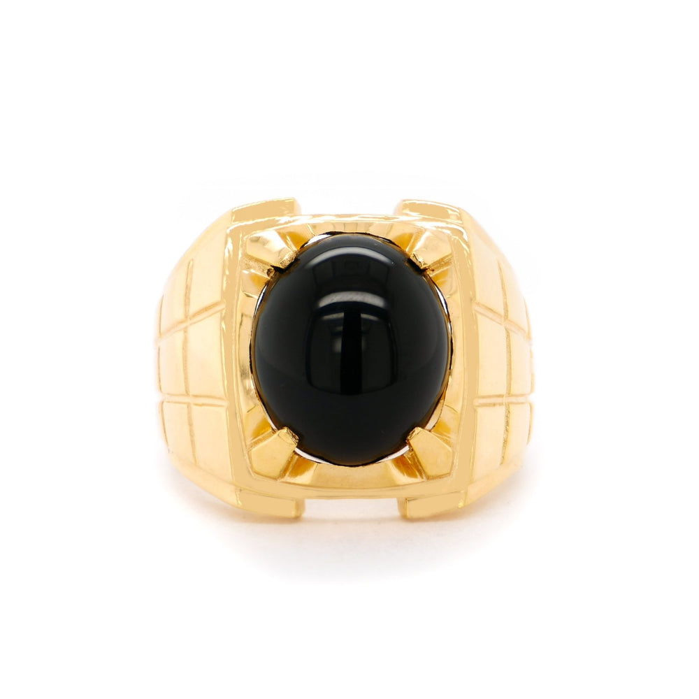 Nhẫn nam vàng hai bên ô vuông Bảo Tín K&K Vàng 18K đính Đá màu - Bảo Tín K&K