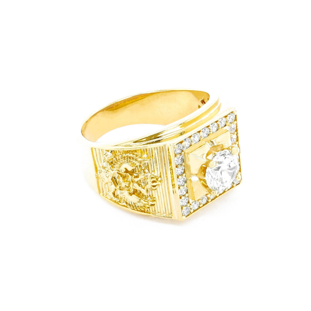 Nhẫn nam vàng vuông tấm hai bên phượng hoàng Bảo Tín K&K Vàng 14K đính Đá cao cấp - Bảo Tín K&K
