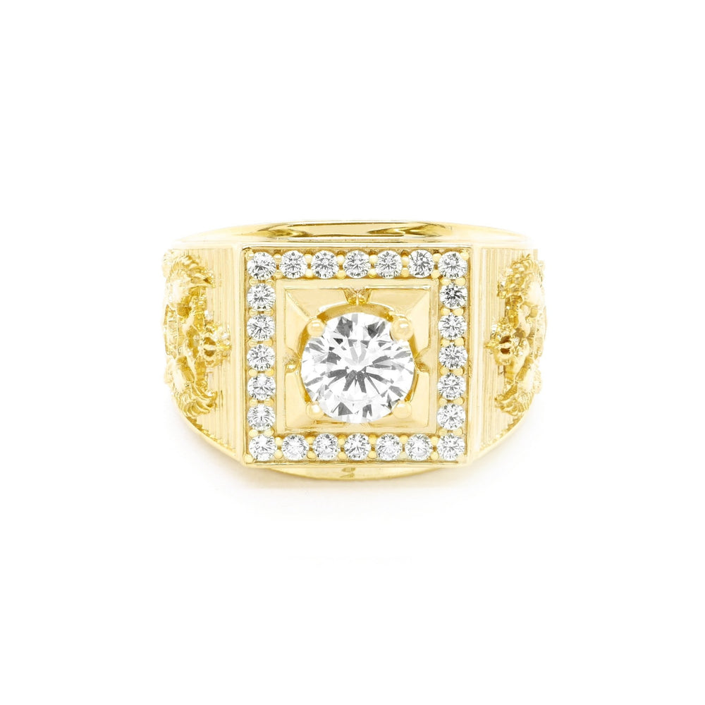 Nhẫn nam vàng vuông tấm hai bên phượng hoàng Bảo Tín K&K Vàng 14K đính Đá cao cấp - Bảo Tín K&K