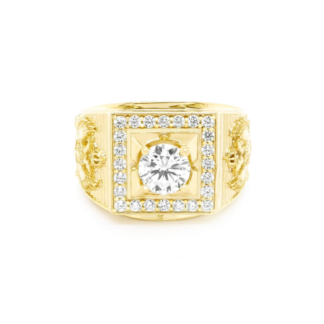 Nhẫn nam vàng vuông tấm hai bên phượng hoàng Bảo Tín K&K Vàng 14K đính Đá cao cấp - Bảo Tín K&K