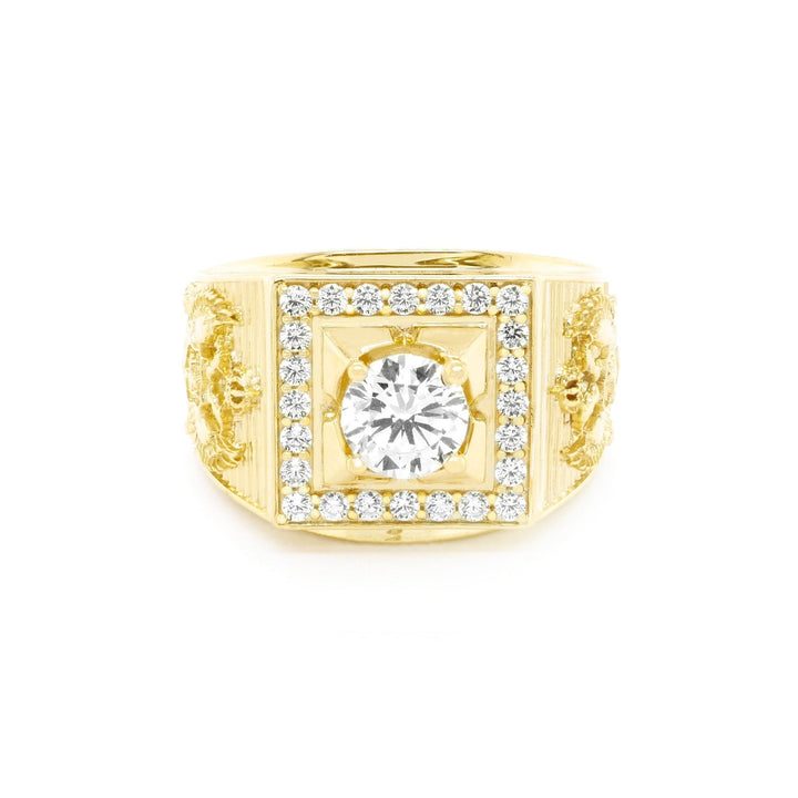 Nhẫn nam vàng vuông tấm hai bên phượng hoàng Bảo Tín K&K Vàng 14K đính Đá cao cấp - Bảo Tín K&K