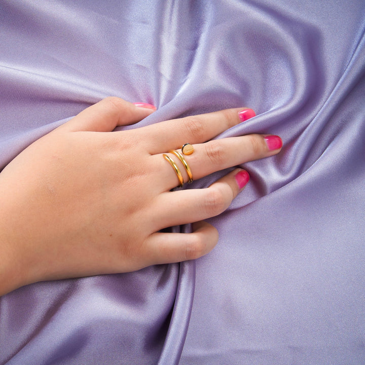 Nhẫn vàng cây đinh Bảo Tín K&K Vàng 14K đính Đá màu - Bảo Tín K&K