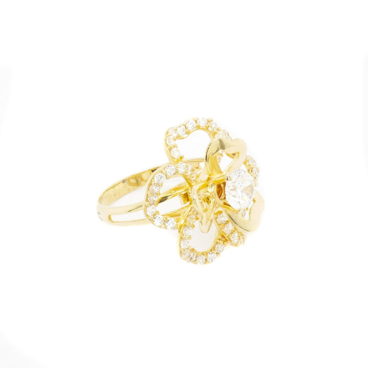 Nhẫn vàng hoa 2 tầng Bảo Tín K&K Vàng 14K đính Đá cao cấp - Bảo Tín K&K